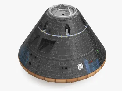 Spacecraft Crew Capsule with Heat Shield Black 3D model