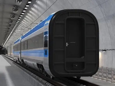 Tunnel Cross Section with Train 3D model