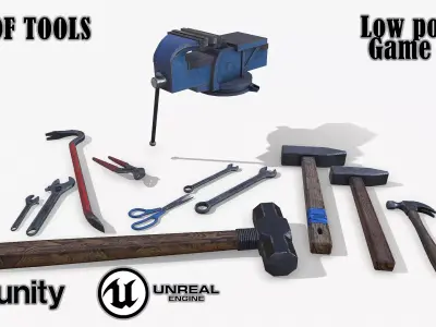 Set of tools 02 Low-poly 3D model