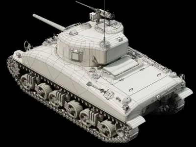 M4A1 Early Production Sherman - BaseMesh 3D model