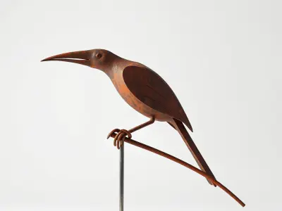 Rustic Bird Sculpture on Stand Model Pack Low-poly 3D model