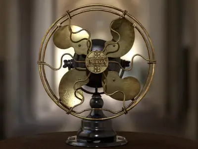 Vintage Desk Fan PBR Game-Ready Low-poly 3D model