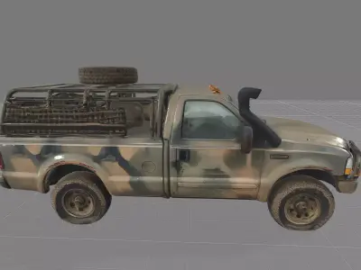 Abandoned Military Utility Pickup Low-poly 3D model