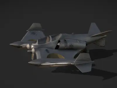 Futuristic Twin-Fuselage Stealth Aircraft 3D Model  Low-poly 3D model