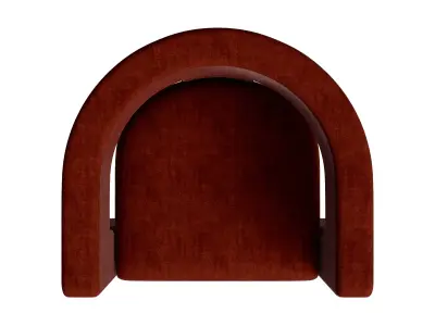 Red Velvet Round Occasional Chair 3D model