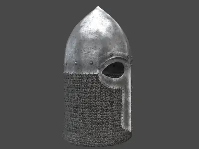 Medieval Helmet Low-poly 3D model 2
