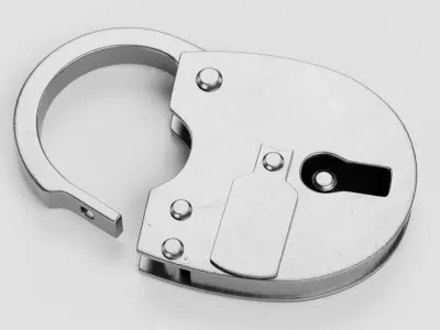 Padlock - Rigged Steel Lock with Shackle and Sliding Key Cover 3D model