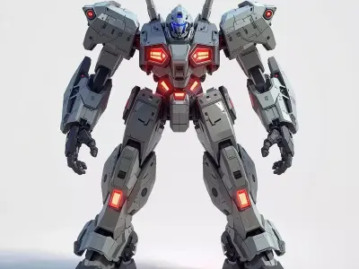 Heavy Striker Mecha 3D Model Crimson Core Robot Low-poly 3D model