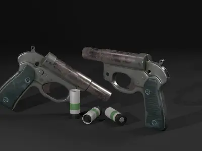 Flare Pistol Low-poly 3D model