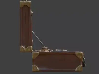 Stylized 3D Steampunk Open Mechanical Toolkit Low-poly 3D model