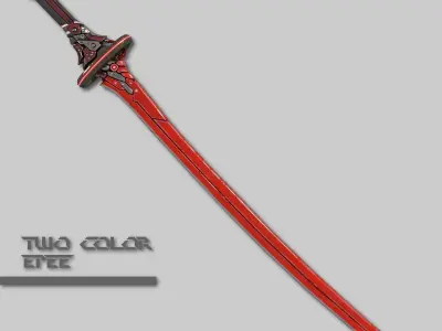 Two Colors Epee Low-poly 3D model