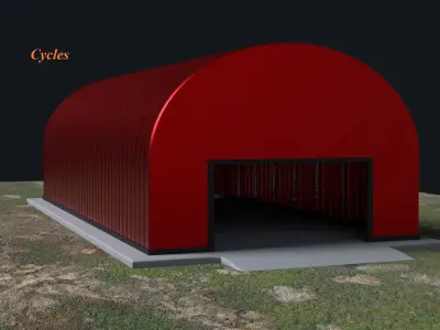  Hangar red metal Free low-poly 3D model