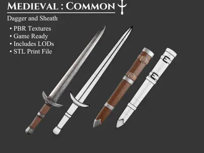 Medieval Collection Common Blades 3D Model Pack