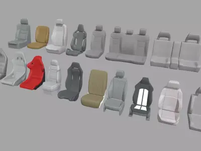 Mega Car Seat Pack Low-poly 3D model