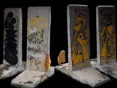 concrete barriers industrial fence blockades photogrammetry Low-poly 3D model