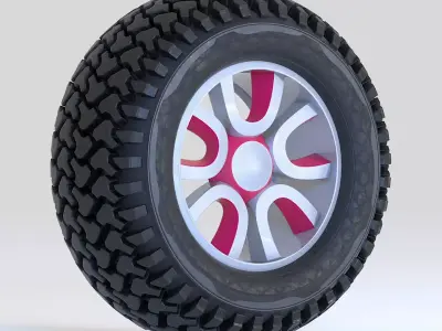 Offroad Tire Wheel Design Rim3 Low-poly 3D model