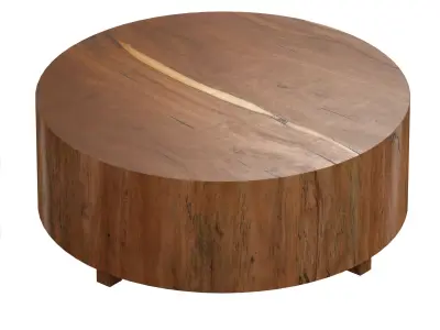 illon Natural Yukas Round Wood Coffee Table Crate and Barrel 3D model