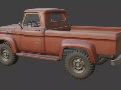 Old Rusty Truck 3d Model 3D model