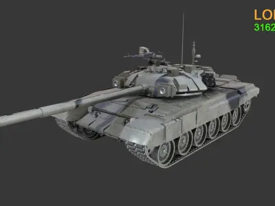 Asset - Army - Tank - T90 Low-poly 3D model