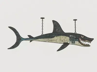 Fish Restaurant Sign 03 Low-poly 3D model