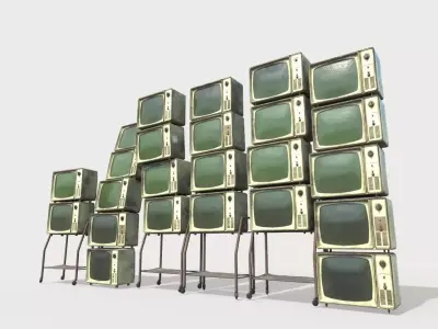 Stacks Of Retro Televisions 3D model