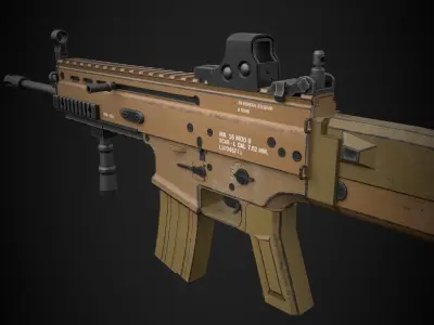 Scar Assault Rifle Highly Optimised Low-poly 3D model