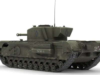Churchill Mk VII - WWII British Infantry Tank 3D Model Low-poly 3D model