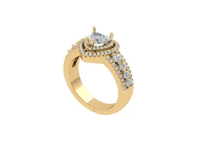Heart Art Deco Ring 3D print model shop