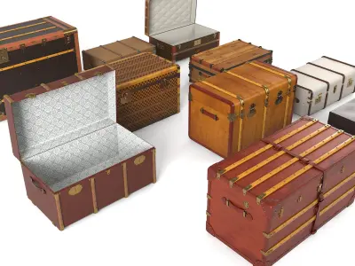Vintage Trunk Set 3D model