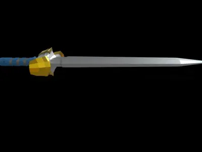 Low Poly Metallic Fantasy Sword Low-poly 3D model