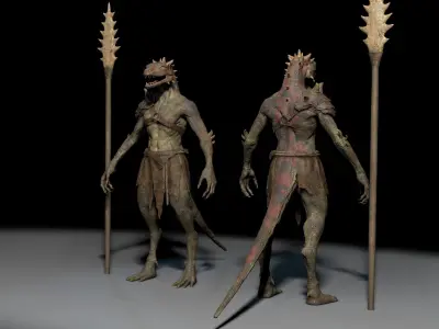 Dragon or fighting lizard Low-poly 3D model