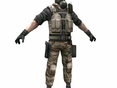 R4 Gas mask Army Soldier Low-poly 3D model