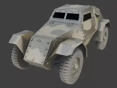 WWII Armored Recon Car 3D Model Low-poly 3D model