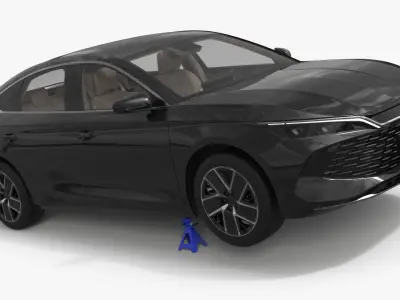 Black Executive Sedan Vehicle on Jack Stands Blue 3D model