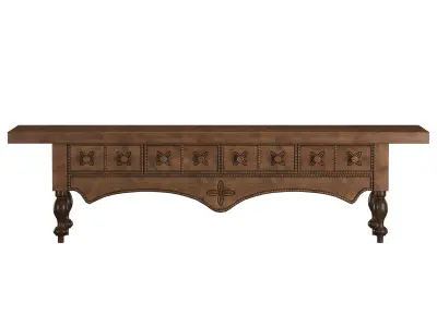 Antique Oak Dresser Apron 3D model