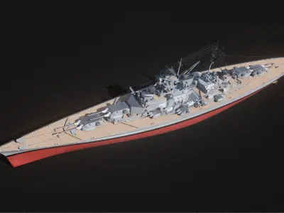 Bismarck - WW2 German Battleship Low-poly 3D model