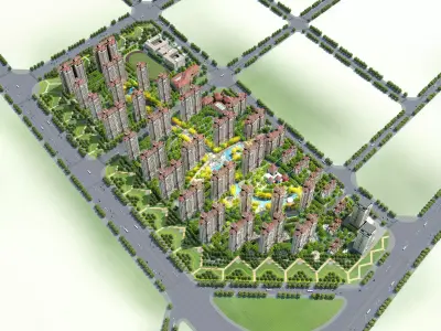 3Dmax fashion city commercial square building 240 3D model