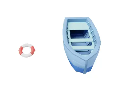 Cartoon boat Free low-poly 3D model