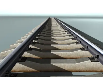 Railway track concrete sleepers 3D model