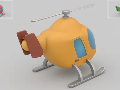 cartoon helicopter Free low-poly 3D model