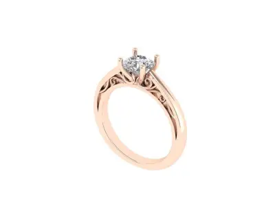 Solitaire Engagement Ring 3D print model 49
