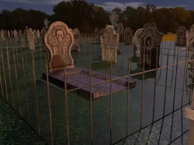 Cemetery Low-poly 3D model purchase