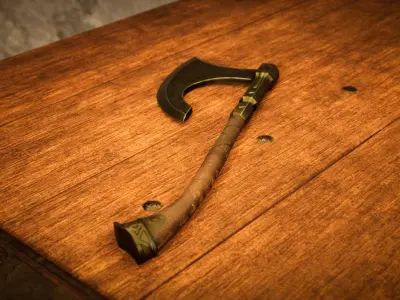 Medieval Axe Low-poly 3D model 6