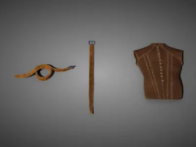 Medieval leatherworker props Low-poly 3D model
