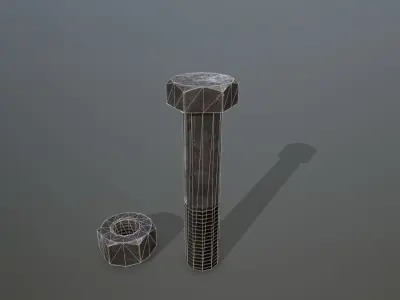 Bolts bolt and nut Low-poly 3D model 14