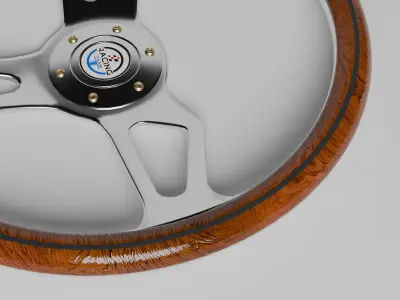Classic Vintage Style Steering Wheel 3D model
