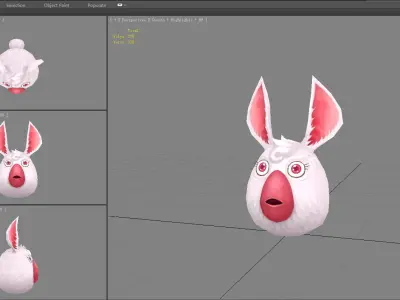 Cartoon chicken head bunny monster Low-poly 3D model