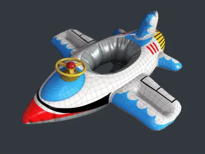 Inflatable Aircraft Swimming Ring 2 PBR Game Ready Low-poly 3D model