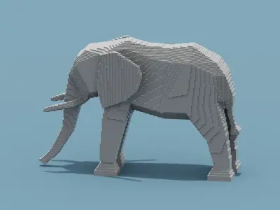 Voxel Elephant Low-poly 3D model