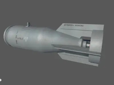 FAB100 Soviet Russian Aircraft Bomb Game Ready PBR Mode Low-poly 3D model